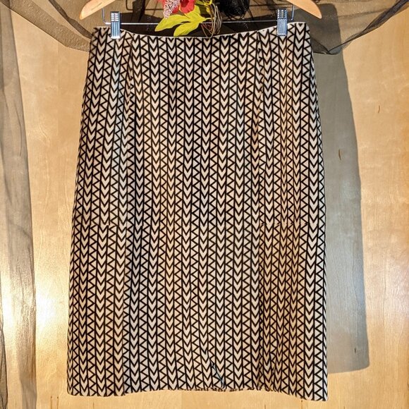 MICHAEL KORS Collection Cream Brown MK Monogram Leather Pencil Vintage Skirt _10 - Picture 6 of 6